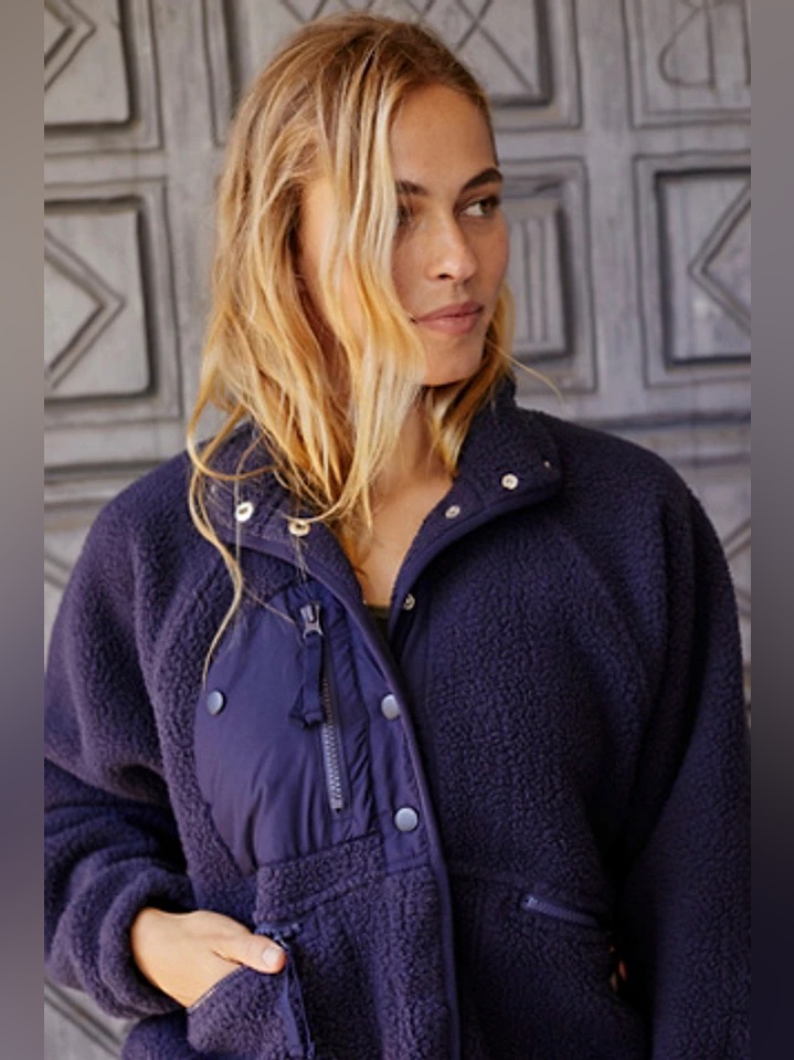 Free People Movement | Hit The Slopes Fleece Jacket In Navy Blue